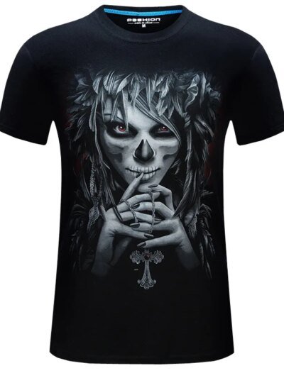 Remeras Para Hombre Calaveras 3D Informales De Algodón Manga Corta Y Cuello Redondo