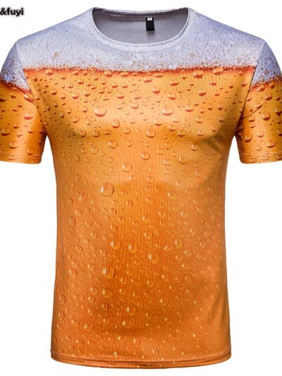018 Nueva Remera De Cerveza De Espuma Con Impresión 3D Manga Corta Para Mujer Verano