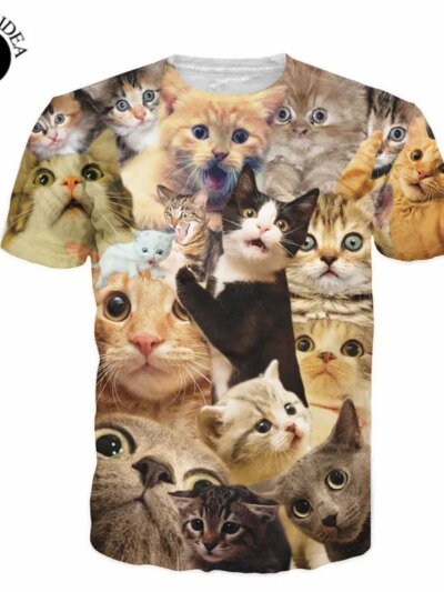 Remera Veraniega Con Diseño De Gato Para Hombre Y Mujer Divertida Con Diseño De Galaxia 3D Espacial