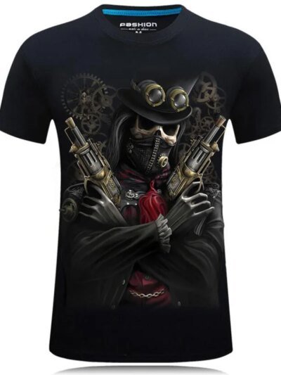 Remera De Manga Corta Con Estampado De Esqueleto 3D Para Hombre Talla 6Xl