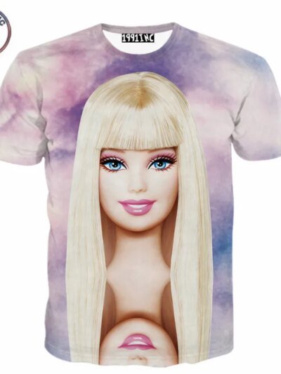 Remera Informal De Manga Corta Con Cuello Redondo Y Estampado De Dibujos Animados Divertidos De Barbie En 3D