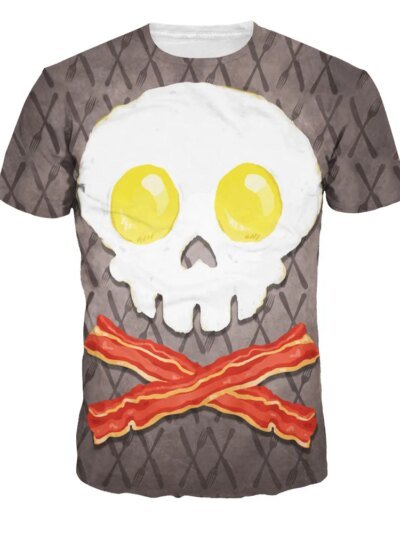 Remera Informal De Algodón De Manga Corta Con Estampado 3D De Calavera Y Piratas Para Hombre
