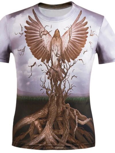 Remera De Hip Hop Con Estampado De Águila Grande En 3D Tallas M A 5 Remeras De Verano Talla Xl