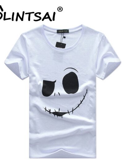 Remera De Manga Corta Con Estampado 3D De Halloween Para Hombre Talla Grande Color Negro Estilo Harajuku