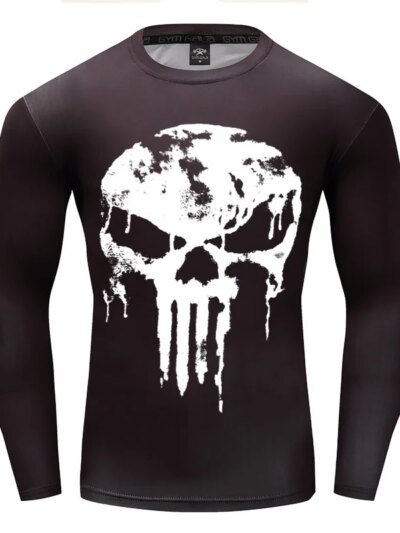 Manga Corta 3D Crossfit Gala Para Hombre Diseño De Superhéroe Punisher Skull