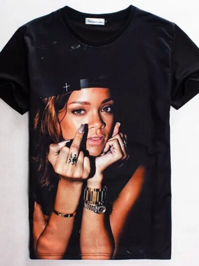 Remera De La Famosa Estrella Rihanna Para Hombre Mujer Remera 3D Blusas Casuales De Manga Corta