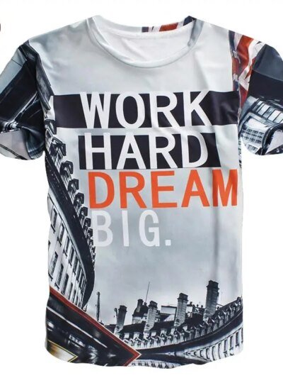 Remera Informal Con Letras Estampadas Con Gráficos 3D Para Hombre Y Mujer Ideal Para El Trabajo Duro