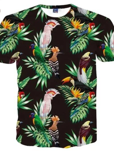 Remeras Para Hombre Y Mujer Con Estampado De Pájaros Remeras De Verano Con Flores 3D Para Hombre