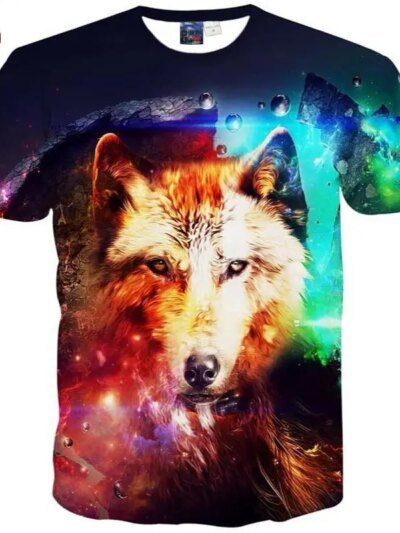 Remera De Verano Para Hombre Remera De Mujer Con Estampado 3D De Lobo Espacial Remera Galaxy Hiphop
