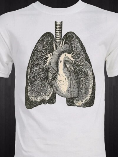 Remera De Algodón De Manga Corta Con Dibujo De Pulmón Estilo Veraniego Para Hombre