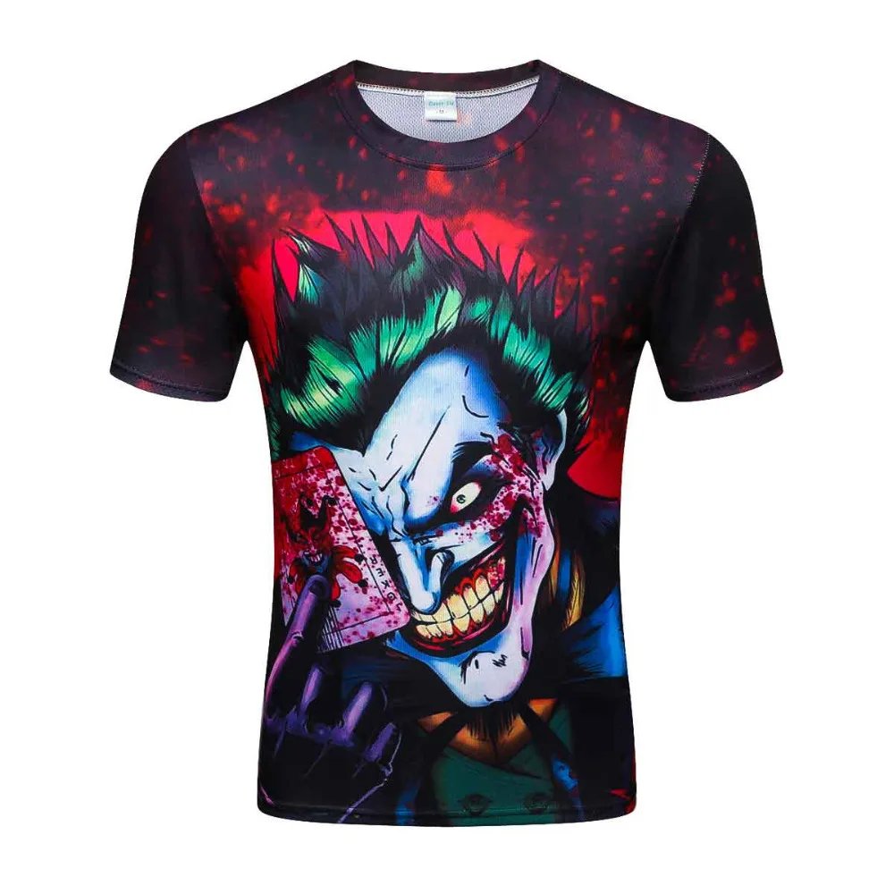 Remera Divertida De Personaje De Cómic Elegante Remera De Verano Joker 3D Póker