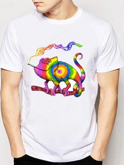 Remera De Verano Para Hombre Grande De Manga Corta Con Diseño 3D De Stoner Chameleon