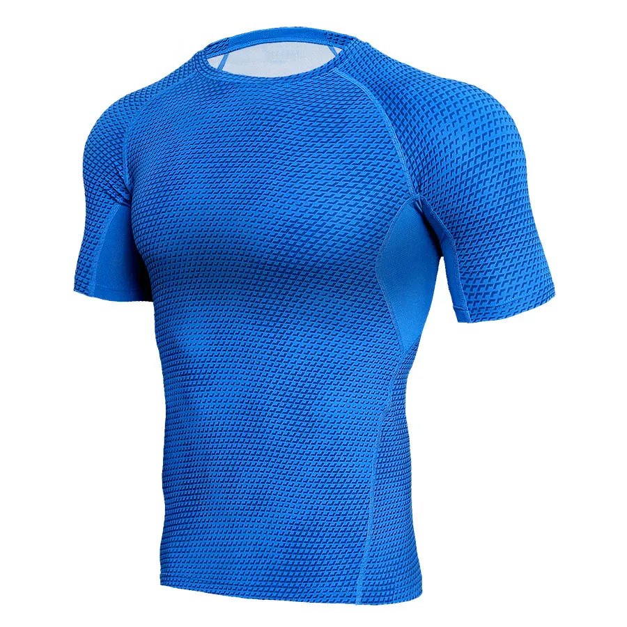 Remera De Manga De Compresión Cordee Color Azul 3D Para Hombre Culturismo Y Fitness