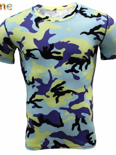 Remera De Compresión Deportiva Con Camuflaje 3D Para Hombre Estilo Militar Animada