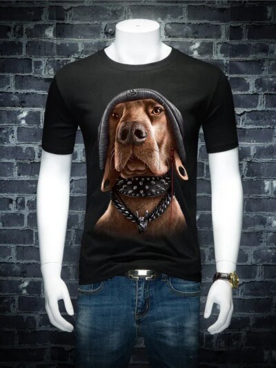 Remera De Algodón Manga Corta Informal Divertida 3D Para Hombre Extendida