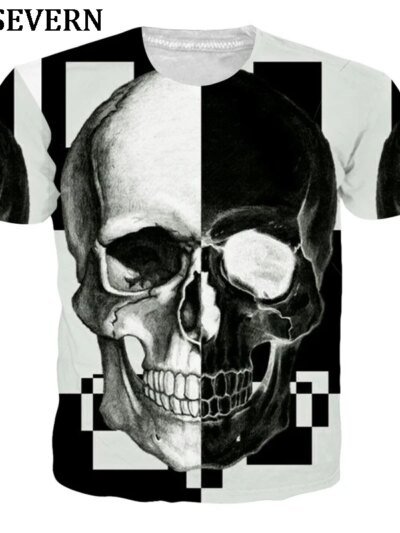 Remeras Casuales Con Estampado 3D De Calaveras Hipster De Diseño Alto Para Hombre