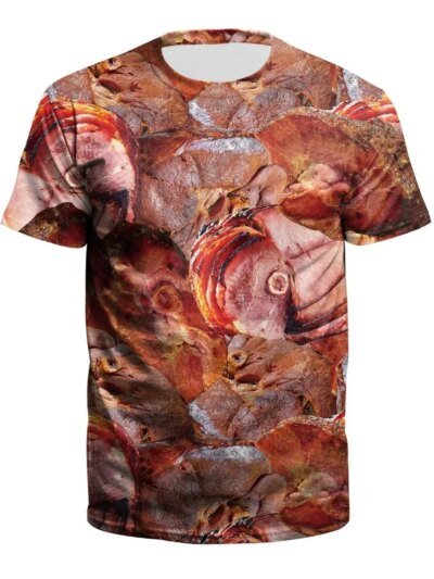 Remera Divertida 3D De Simulación De Planta De Carne De Cordero Con Neumáticos Y Tocino