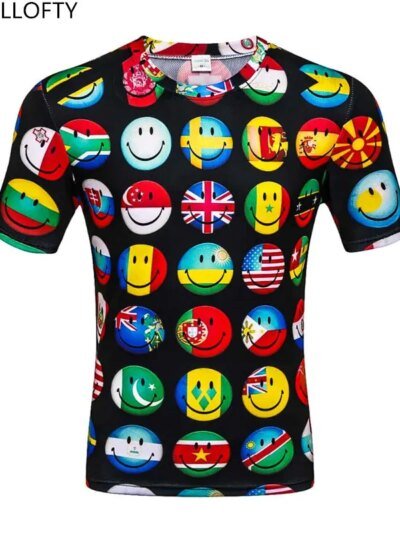 Remera 3D Lofty Para Hombre Y Mujer Manga Corta Con Estampado De Bandera Divertida