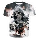 Remera Informal Transpirable De Manga Corta Con Estampado De Calavera De Póker 3D Para Hombre Verano