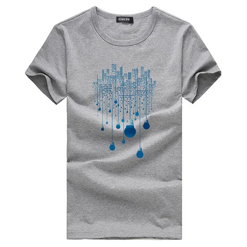 Remeras Casuales De Manga Corta Para Hombre Cuello Redondo Verano Con Estampado De Bulbo