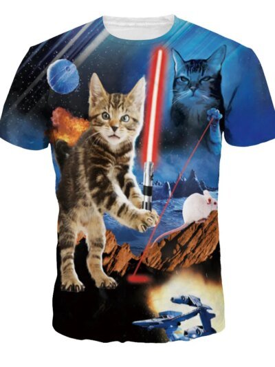Remeras 3D De Verano De Nadie Con Estampado De Gato De Star Wars Divertidas De Manga Corta