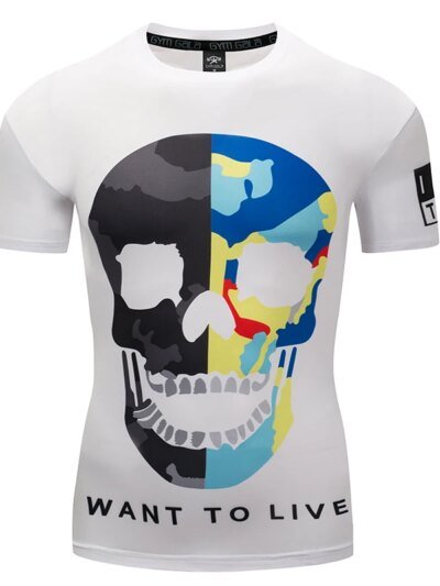 Remera De Verano Con Calavera 3D Estilo Rock Soul Y Char Para Hombre