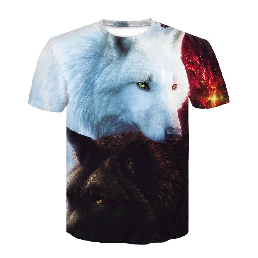 Remera De Manga Corta Con Estampado 3D De Lobo Harajuku Para Hombre Y Mujer