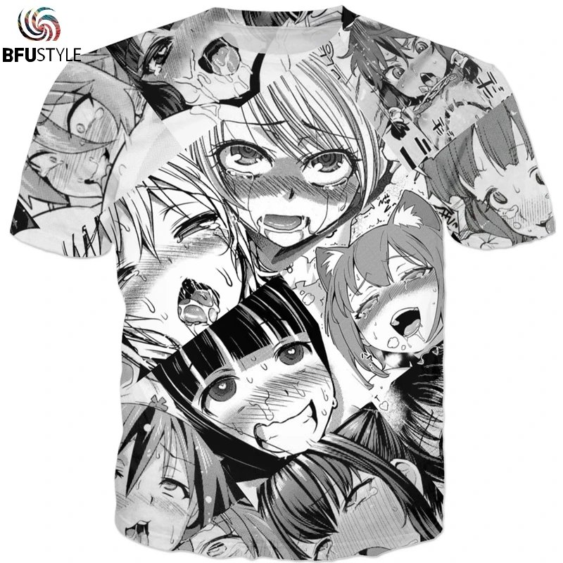 Remera De Manga Corta De Verano Ahegao Para Hombre Y Mujer Con Dibujos Animados Divertida Y Tímida Talla Grande Europea
