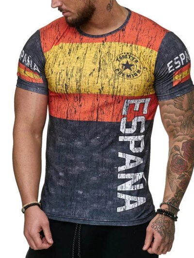 Remera De Manga Corta De Fitness Para Hombre Con Estampado 3D De Been España Estilo Hip Hop