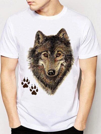 Remera De Hombre Con Animales 3D Lobos Verano Manga Corta Informal Cuello Redondo