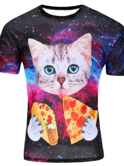 Remera De Manga Corta Con Diseño De Galaxia 3D Para Hombre