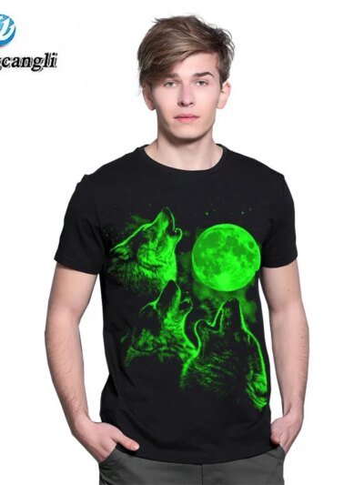 Remera De Manga Corta Fluorescente 3D De Alta Luminosidad Para Hombre De Verano