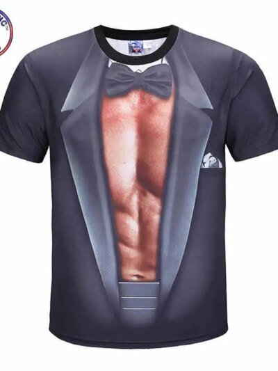 Traje De Caballero Negro Sexy Con Estampado Digital 3D Falso