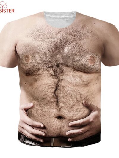 Remera Divertida Con Estampado 3D De Hariy Chest Manga Corta Talla Europea