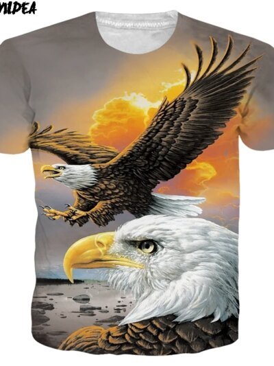 Remera Animada De Hip Hop Con Grafiti León Africano Águila Abstracto Estampado Informal En 3D