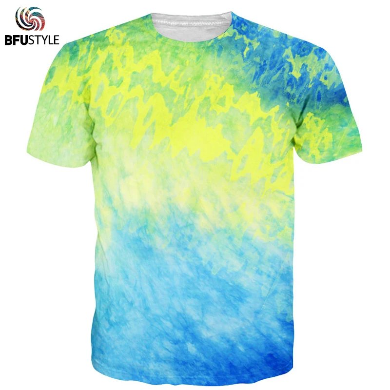 Remeras De Manga Corta Para Hombre Remeras Estampadas Tops Casuales Remeras Coloridas Con Cuello Teñido Anudado