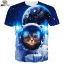 Remeras Unisex De Verano Con Estampado Creativo De Galaxia Y Gato Espacial Remeras Gráficas 3D De Manga Corta Informales