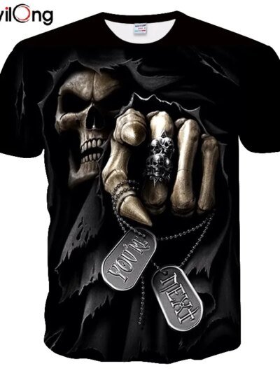 Remera 3D De Calaveras Para Hombres Que Quieren Imprimir Manga