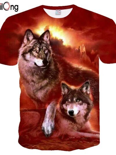 Remeras De Manga Corta Para Hombre Con Estampado 3D De Lobo Llamado