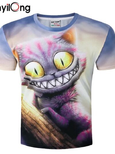 Remera De Verano De Manga Corta Con Estampado De Gato 3D Para Hombre Y Mujer