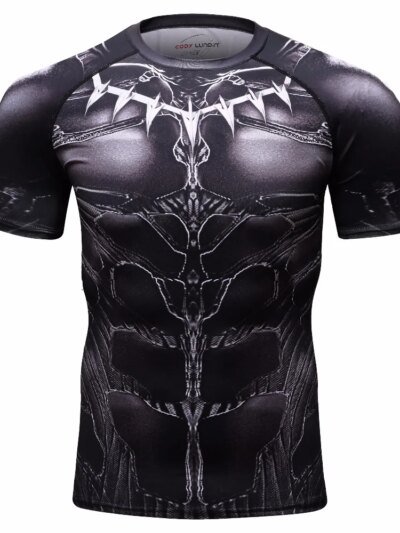 Remera De Manga Corta 3D De Pantera Negra Para Hombre Crossfit Punisher