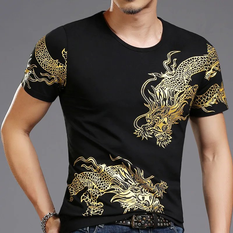 Remeras De Manga Corta Para Hombre Con Diseño De Dragón Tótem 3D Y Bronceador