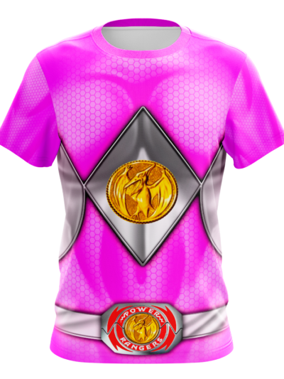 Camiseta Remera Sublimada Power Rangers Mighty Morphin Ranger Rosa