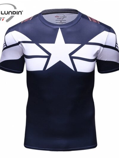 Remera 3D Del Capitán América Para Hombre Con Estampado Animado De Crossfit