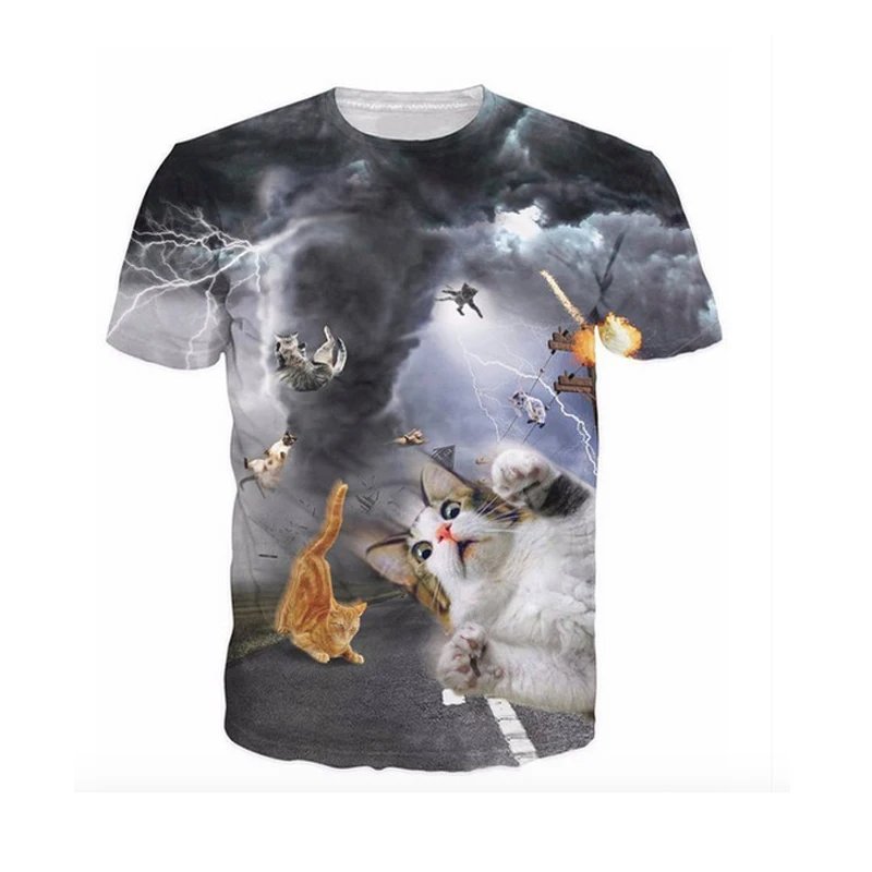 Lindo Gatito De Dibujos Animados Alejándose De Harajuku Remera Para Mujer Y Hombre Fuego