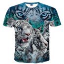 Remera De Manga Corta Con Estampado De Tigre En 3D Para Hombre