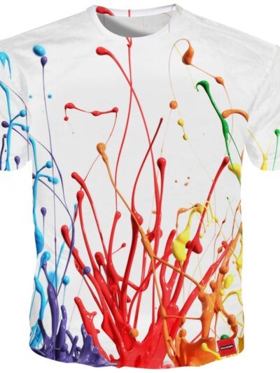 Remeras 3D Para Hombre Cuello Redondo Pintura Estampado A Color Manga Corta