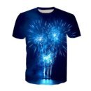 Remera De Manga Corta Estilo Euroamericano Con Fuegos Artificiales 3D Para Hombre Informal Y Animada