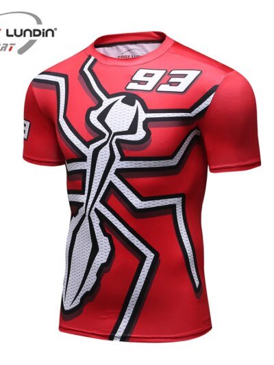 Remera Divertida Con Estampado 3D De Hormiga Roja 93 Elástica Comprimida Para Hombre Mma Gimnasio