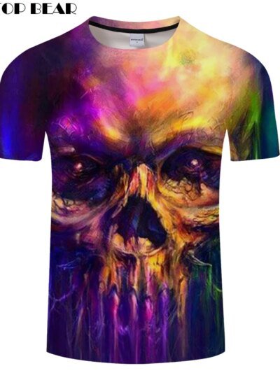 Remera De Calavera 3D Para Hombre Informal De Verano De Manga Corta Estilo Zootop Oso